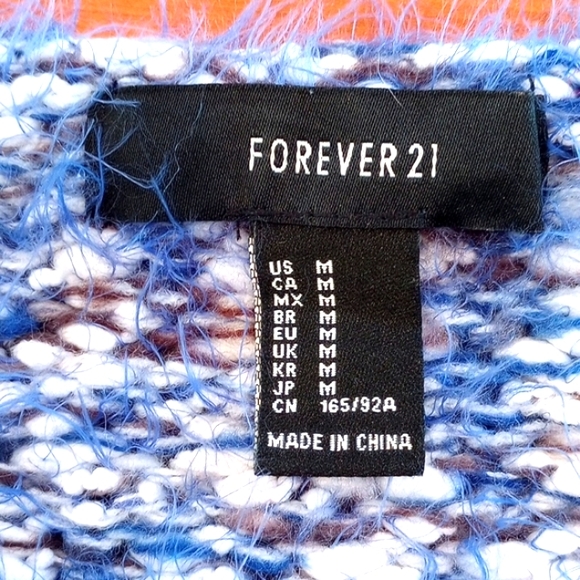 Forever 21 Junior's Eyelash Chunky Knit Sweater Size:M Color:Blue, White NWOT - Picture 6 of 12